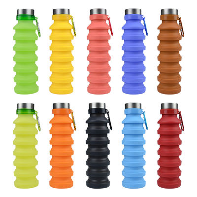 실리콘 수면 500ML 뚜?? 이 있는 접이식 물병 환경 친화적이고 내구성