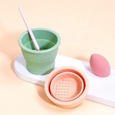 뷰티 계란 청소 도구 웰파인 실리콘 접이 브러쉬 뷰티 케어 클리너 컵