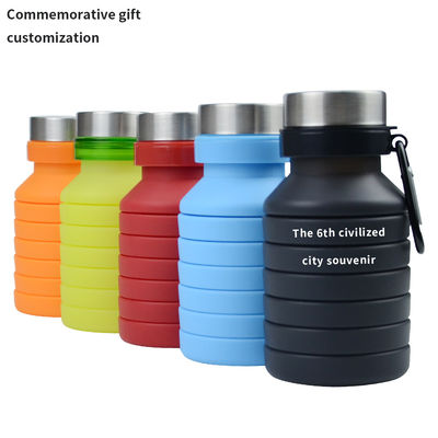 실리콘 수면 500ML 뚜?? 이 있는 접이식 물병 환경 친화적이고 내구성