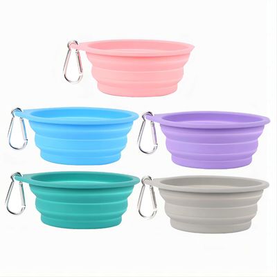 여행 친화적 인 슬로우 푸드 및 야외 모험에서 마시는 물을위한 실리콘 애완 동물 그릇