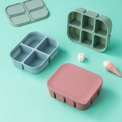 실리콘 베이비 푸드 저장 용기 직사각형 모양 마이크로 웨이브 안전 BPA 무료 재사용