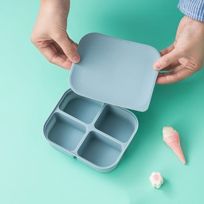 실리콘 베이비 푸드 저장 용기 직사각형 모양 마이크로 웨이브 안전 BPA 무료 재사용