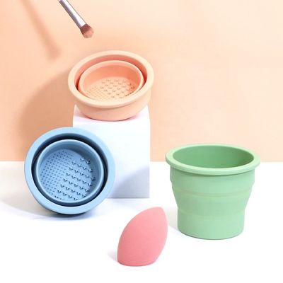 뷰티 계란 청소 도구 웰파인 실리콘 접이 브러쉬 뷰티 케어 클리너 컵